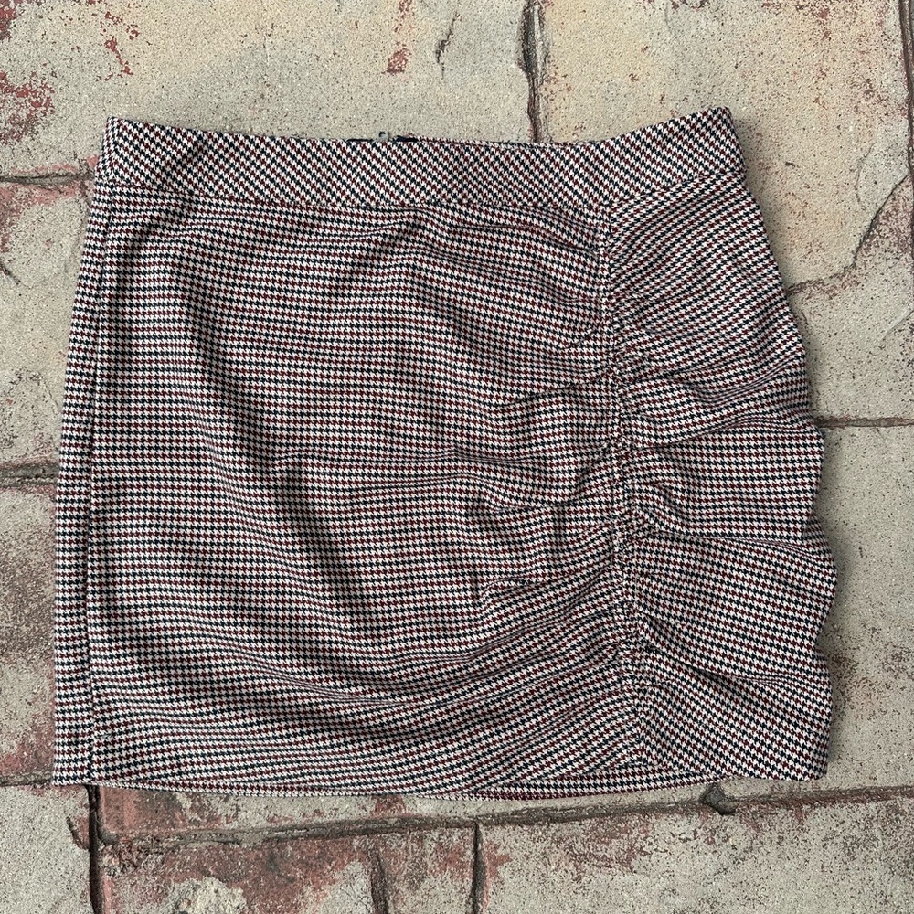 Free People Black and White Ruched Mini Skirt